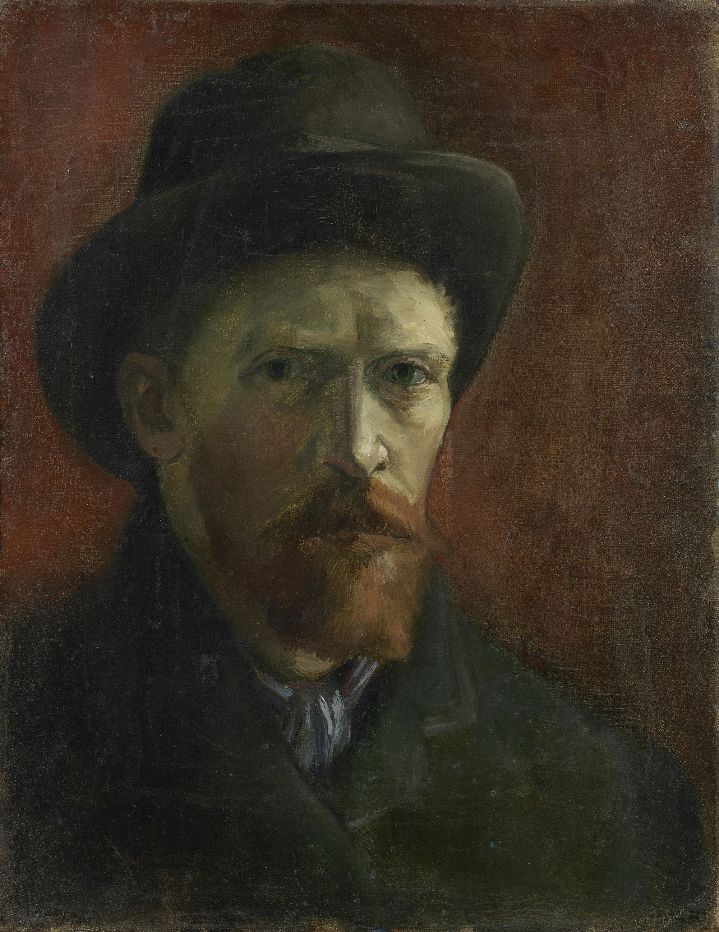 Картина Ван Гога Автопортрет в тёмной фетровой шляпе 1886